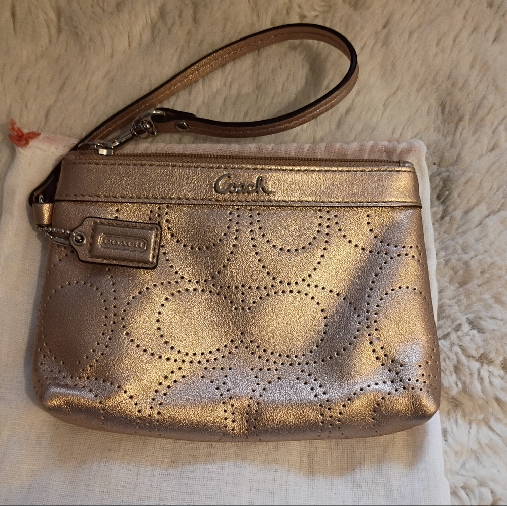 Coach Metallic Wristlet Clutch